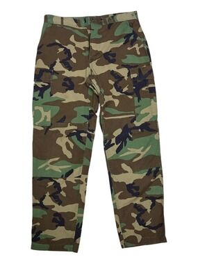 US ARMY Camo Cargo Pants Woodland Combat Vintage Trousers Mens Medium